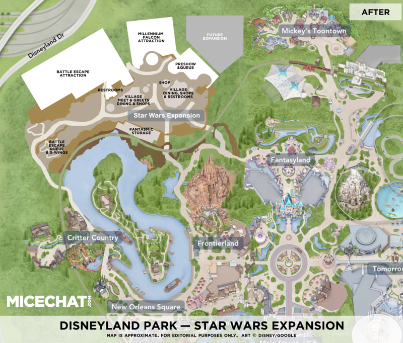 Illustration for article titled Este es el mapa de Star Wars Land, el enorme parque temático que abrirá Disney